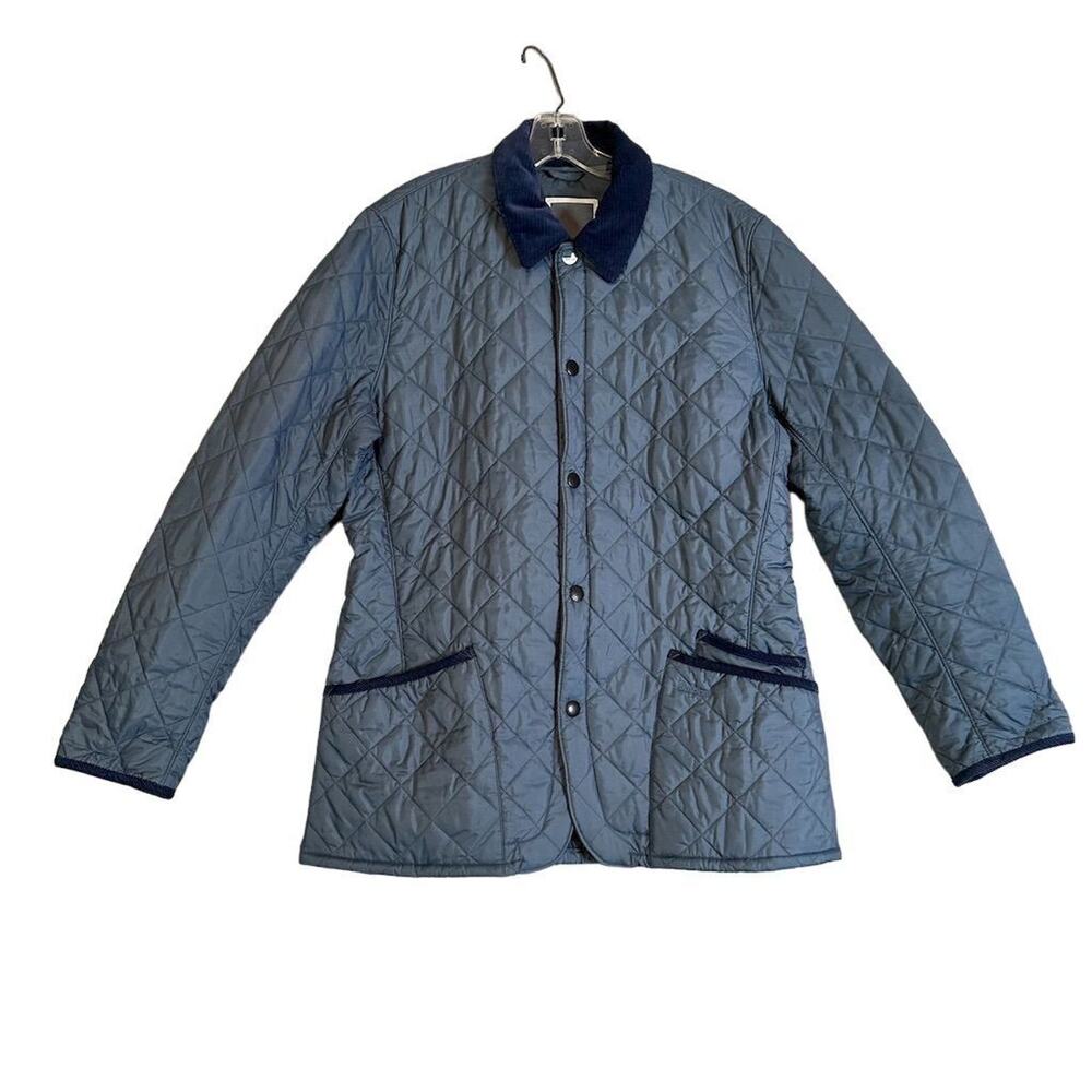 Barbour Pantone Quilted Jacket Women Sz Large Corduroy Collar Trim Casual